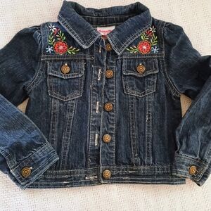Nannette Blue Denim Jacket with Floral Embroidery